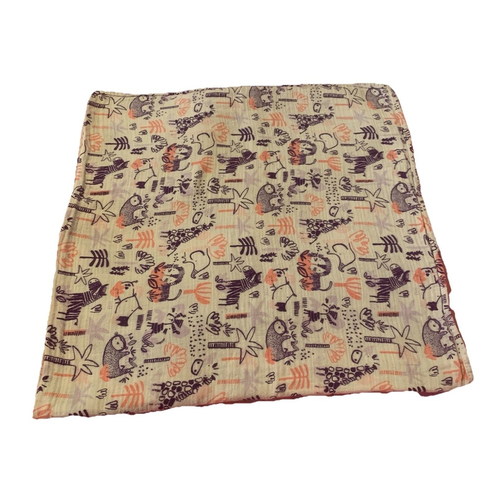 Gymboree Baby Essentials Muslin Blanket Safari Animals Roar Cotton Swaddle 40x40